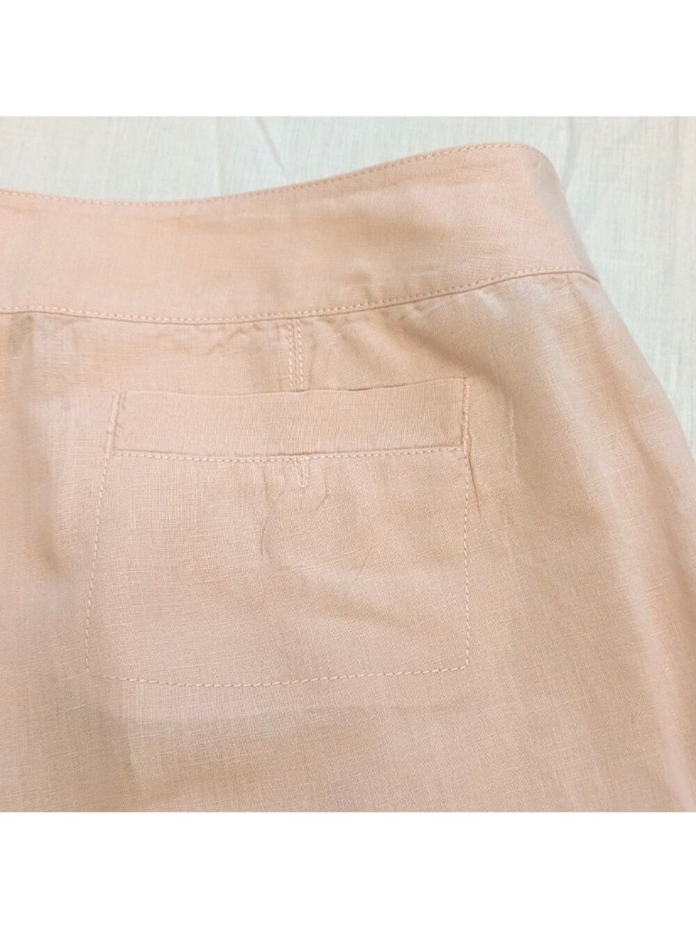 Eileen Fisher 100% Linen Crop Pants Womens Medium Pink Organic FLAW - Picture 8 of 11